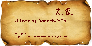 Klinszky Barnabás névjegykártya